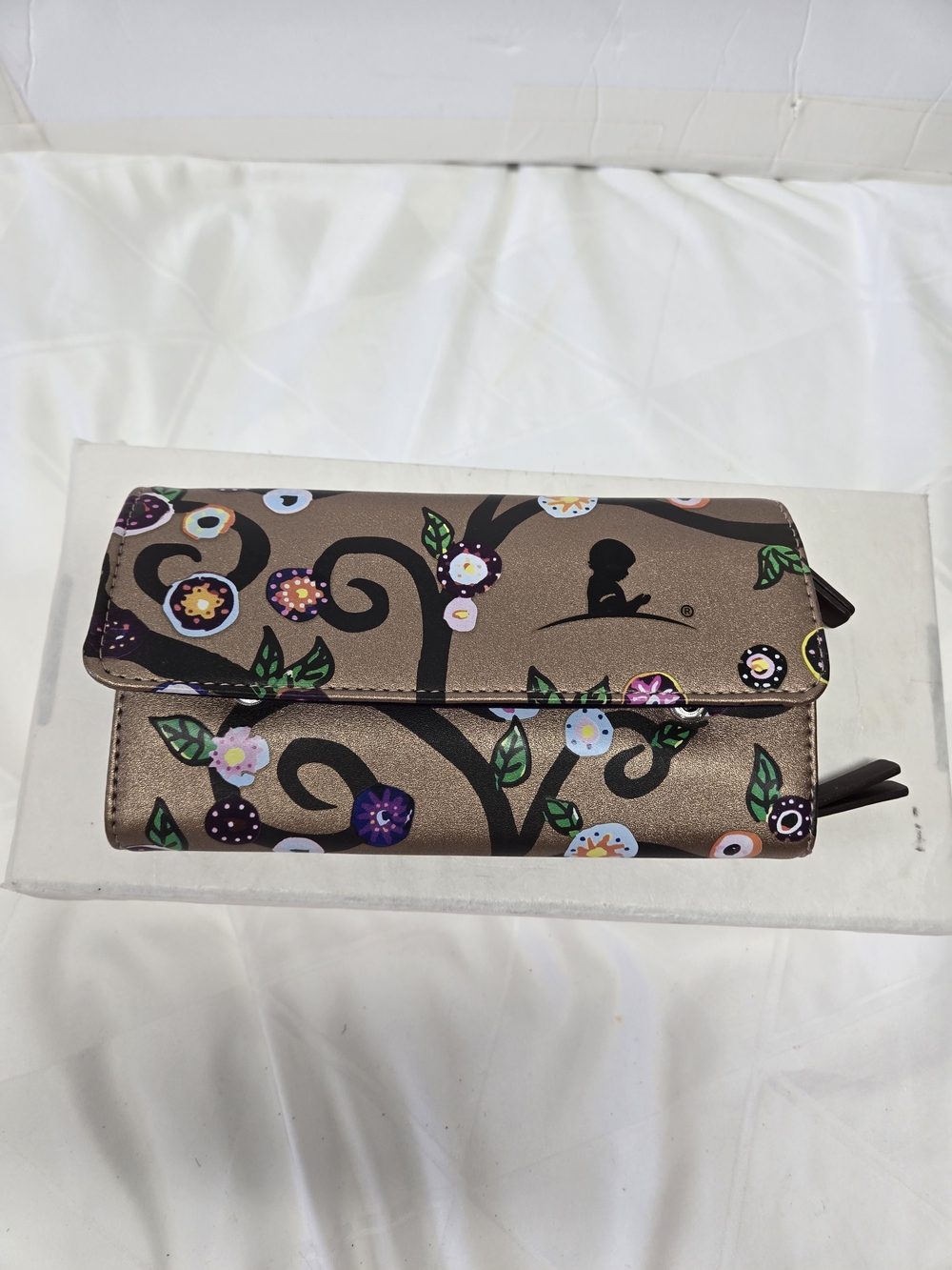 ST. JUDE Travel Jewelry Tri-fold Organizer Clutch Bronze With Floral Design
